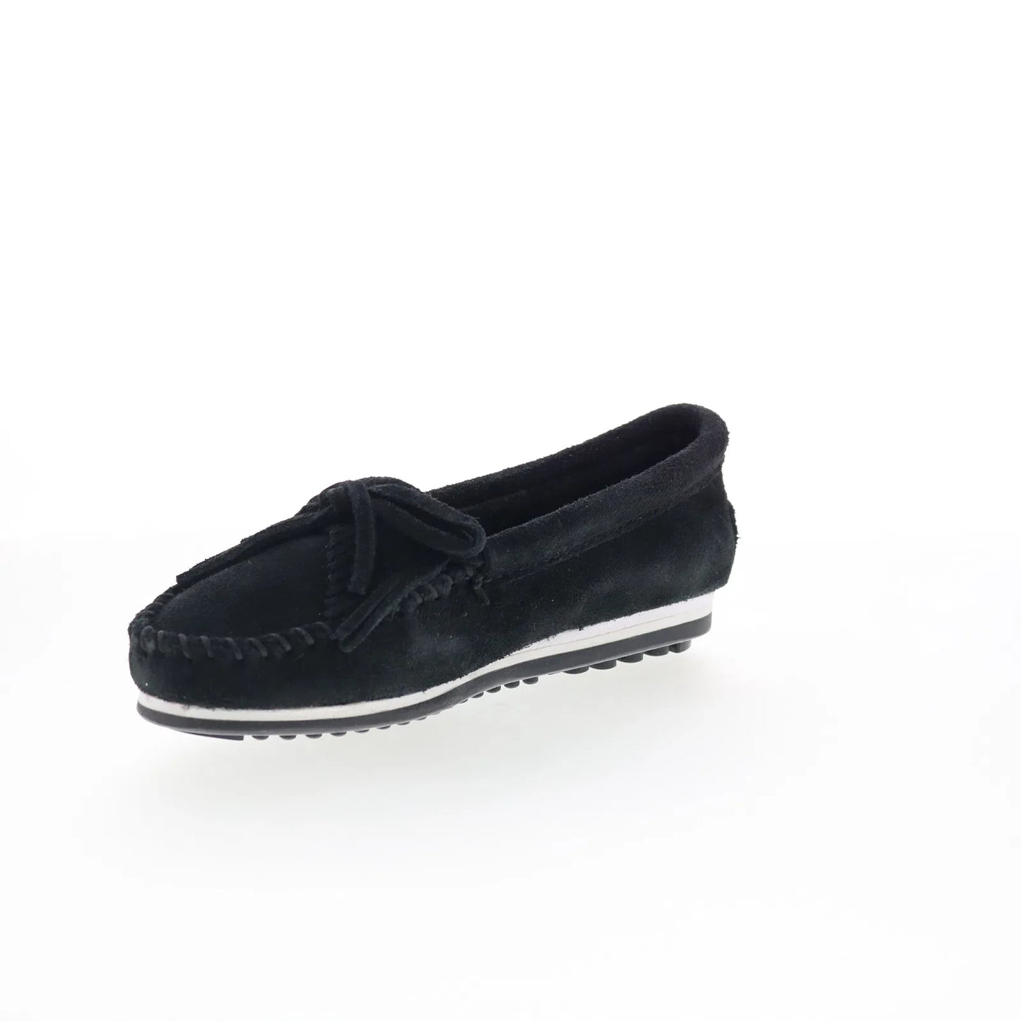 Minnetonka Kilty Plus 4300W Womens Black Wide Suede Loafer Flats Shoes
