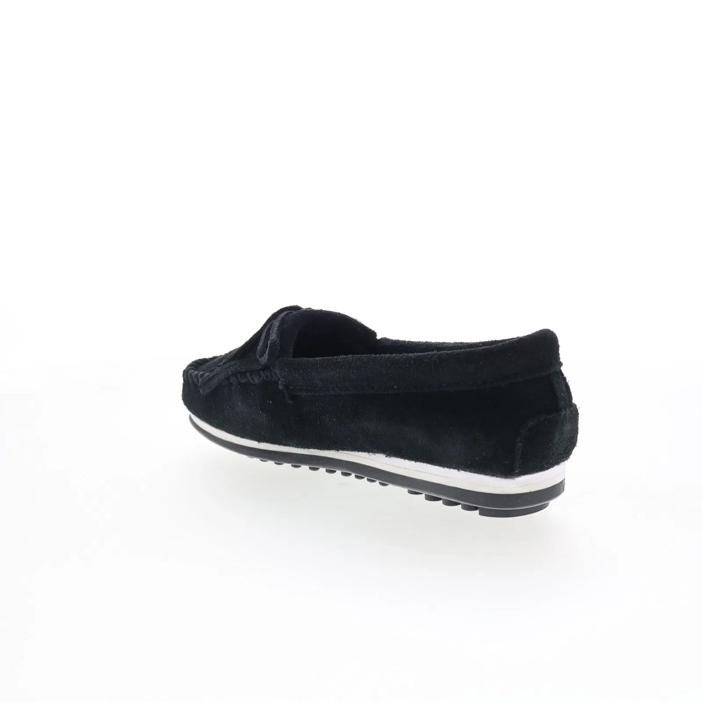 Minnetonka Kilty Plus 4300W Womens Black Wide Suede Loafer Flats Shoes