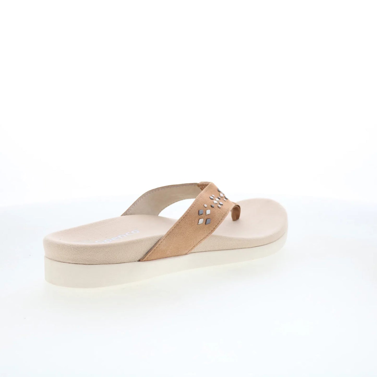 Spenco Laguna Stud SP1139TAN Womens Brown Suede Flip-Flops Sandals Shoes