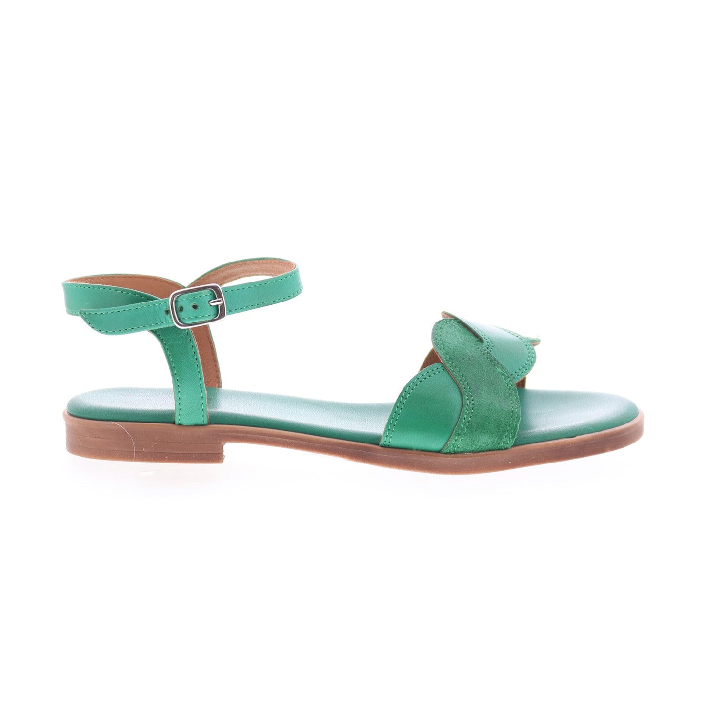Miz Mooz Lakelyn Womens Green Leather Hook & Loop Strap Sandals Shoes