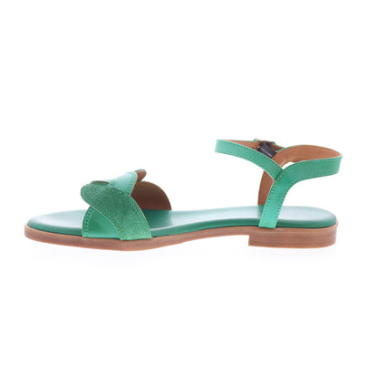 Miz Mooz Lakelyn Womens Green Leather Hook & Loop Strap Sandals Shoes
