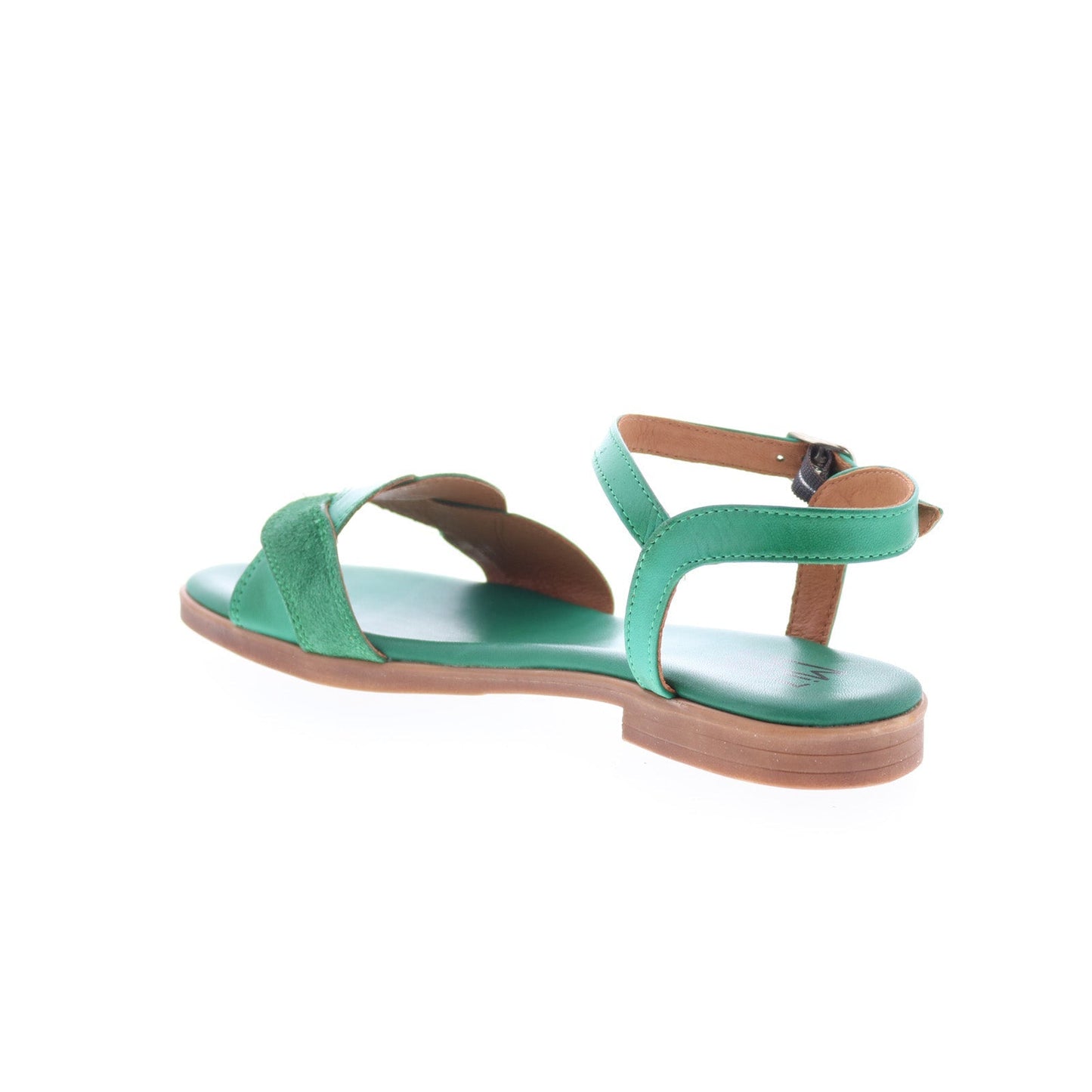 Miz Mooz Lakelyn Womens Green Leather Hook & Loop Strap Sandals Shoes