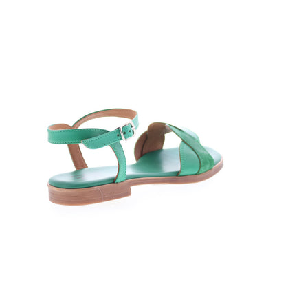 Miz Mooz Lakelyn Womens Green Leather Hook & Loop Strap Sandals Shoes
