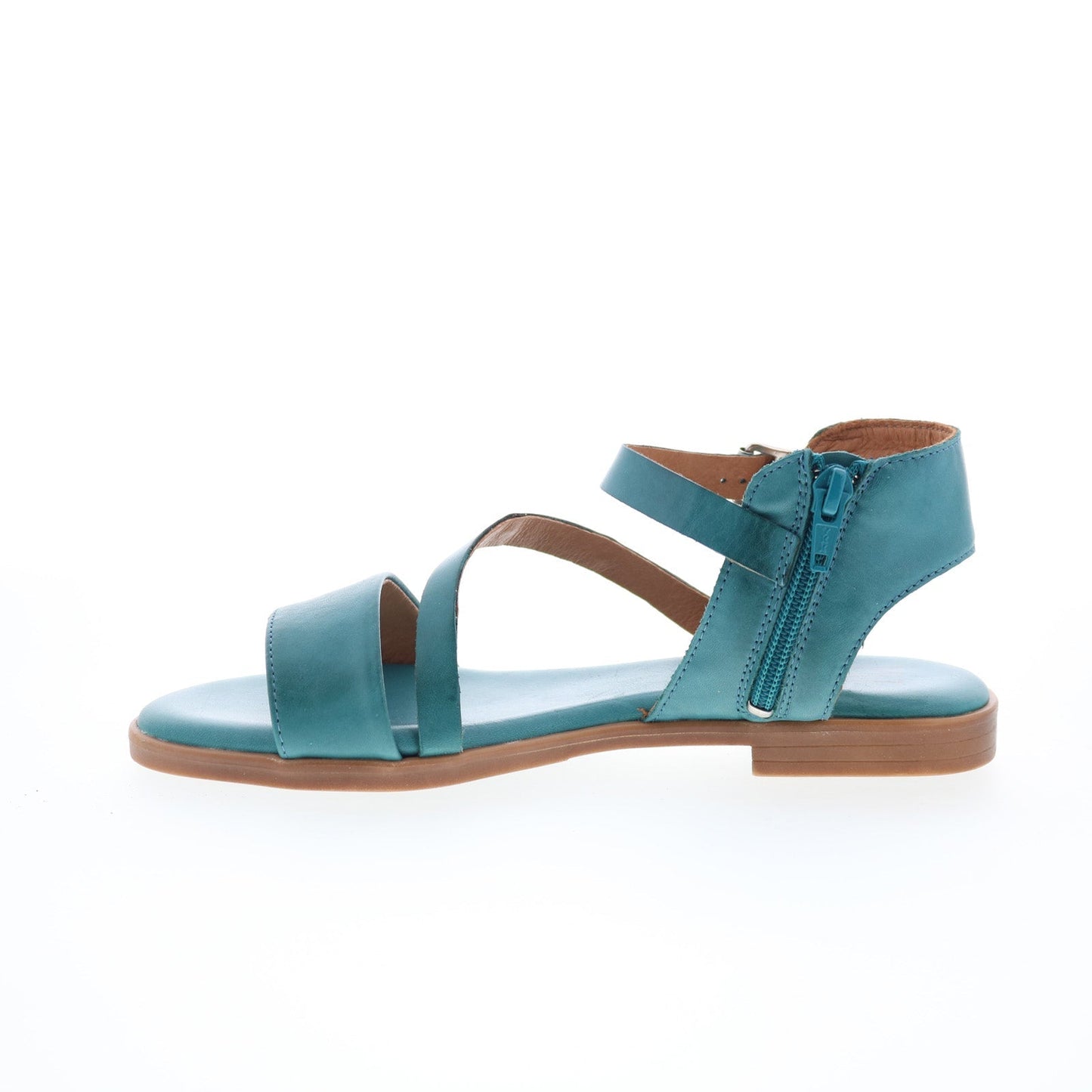 Miz Mooz Landyn Womens Blue Leather Hook & Loop Strap Sandals Shoes
