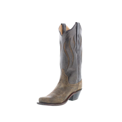 Jama Old West LF1524 Womens Brown Leather Slip On Cowboy Western Boots