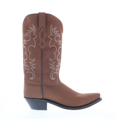 Jama Old West Snip Toe LF2004 Womens Brown Leather Slip On Western Boots