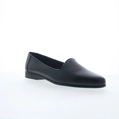 Trotters Liz Tumbled T1807-001 Womens Black Leather Loafer Flats Shoes