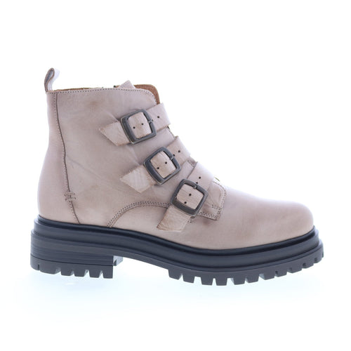 Miz Mooz Lorra Womens Beige Leather Zipper Casual Dress Boots