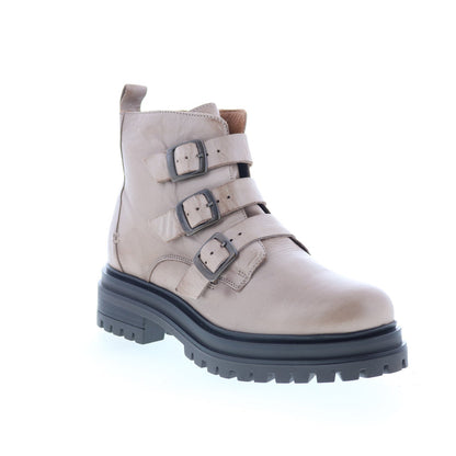 Miz Mooz Lorra Womens Beige Leather Zipper Casual Dress Boots