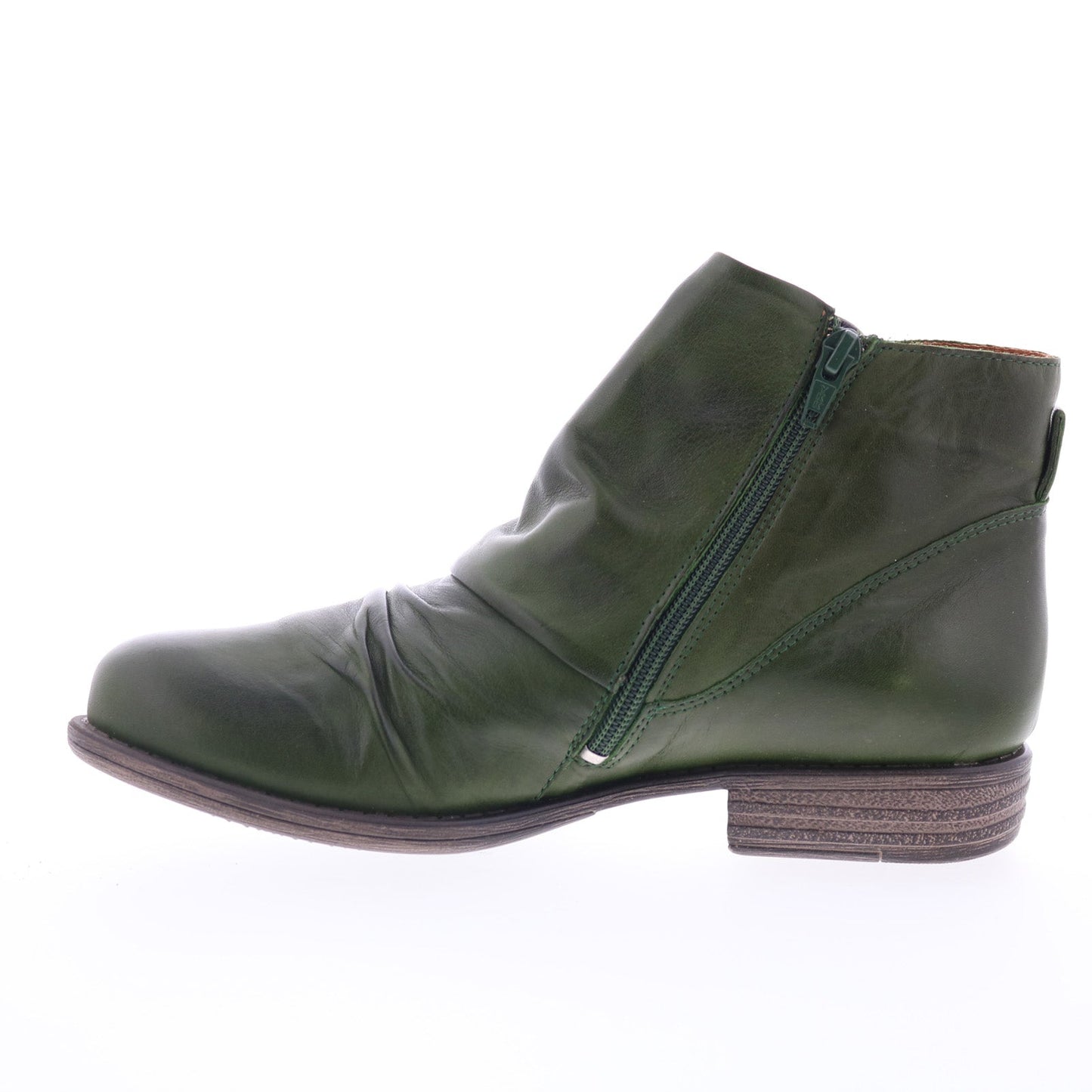 Miz Mooz Lowe-EU Womens Green Leather Zipper Ankle & Booties Boots