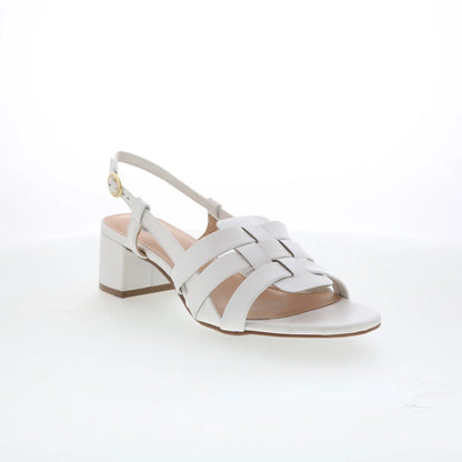 Trotters Luna T2313-100 Womens White Leather Heeled Sandals Shoes