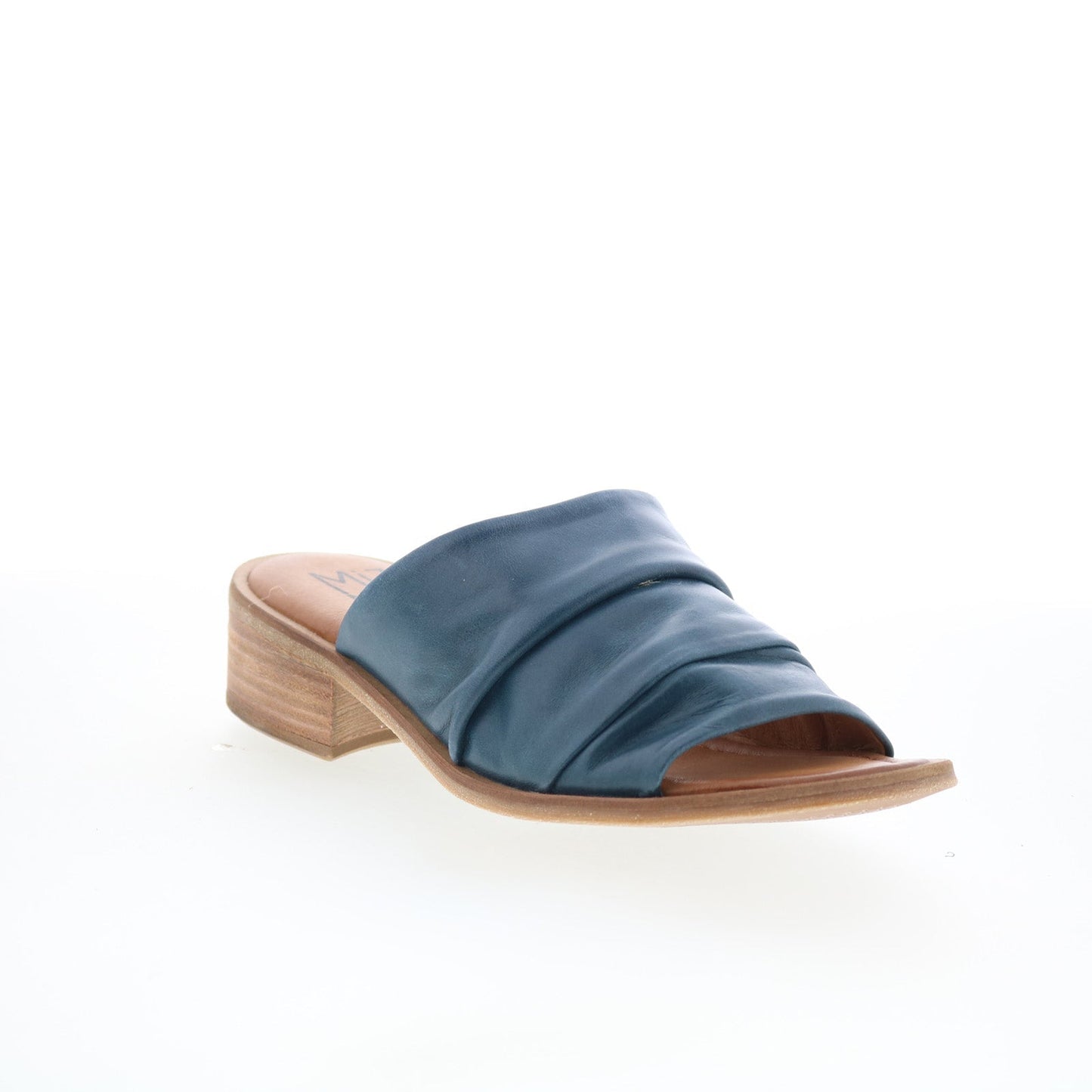 Miz Mooz Mali Womens Blue Leather Slip On Slides Sandals Shoes