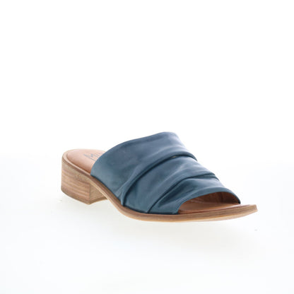 Miz Mooz Mali Womens Blue Leather Slip On Slides Sandals Shoes