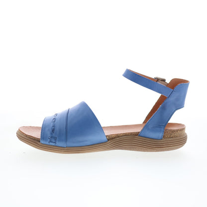 Miz Mooz Marabel Womens Blue Leather Hook & Loop Strap Sandals Shoes