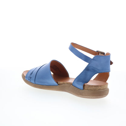 Miz Mooz Marabel Womens Blue Leather Hook & Loop Strap Sandals Shoes