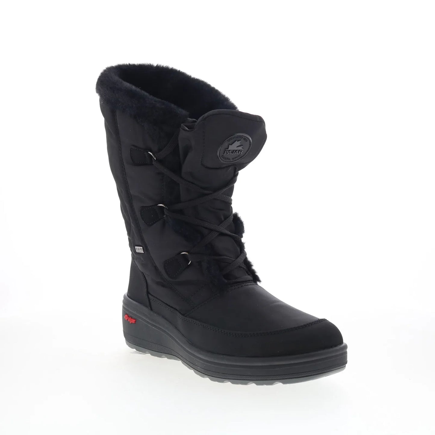 Pajar Marcie 78178 Womens Black Canvas Lace Up Mid Calf Boots