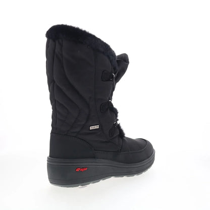 Pajar Marcie 78178 Womens Black Canvas Lace Up Mid Calf Boots