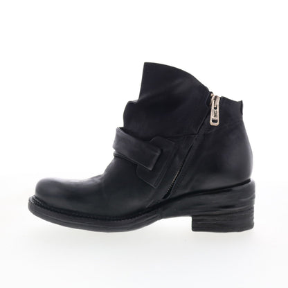 A.S. 98 Martina Womens Black Leather Zipper Ankle & Booties Boots