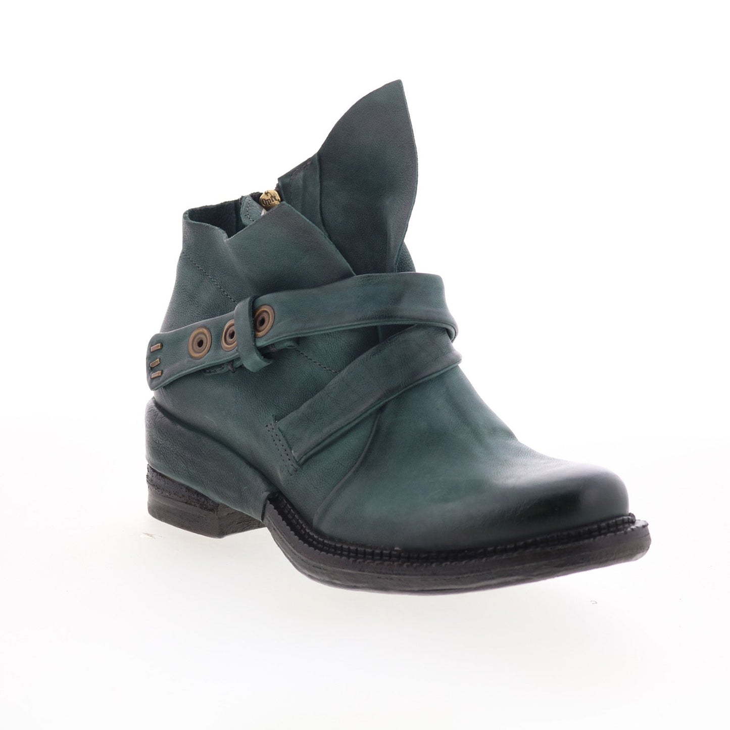 A.S. 98 Martina Womens Green Leather Zipper Ankle & Booties Boots