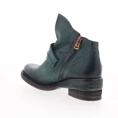 A.S. 98 Martina Womens Green Leather Zipper Ankle & Booties Boots