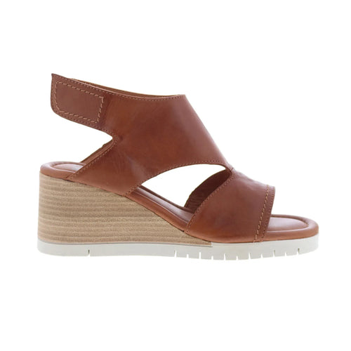 Miz Mooz Meredyth Womens Brown Leather Strap Wedges Sandals Shoes