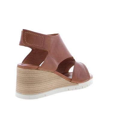 Miz Mooz Meredyth Womens Brown Leather Strap Wedges Sandals Shoes