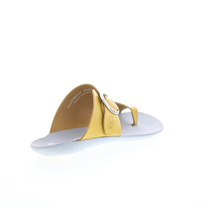 Fly London Mica MICA758FLY-007 Womens Yellow Leather Slides Sandals Shoes