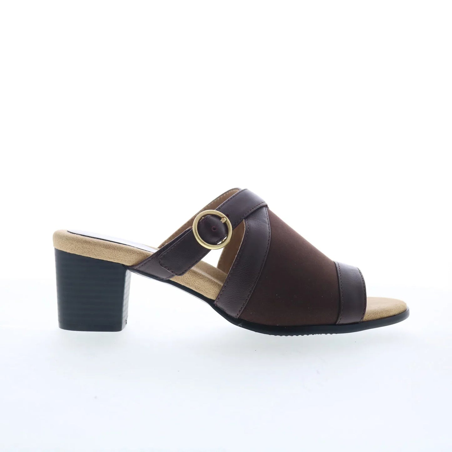 Trotters Mitzie T2515-200 Womens Brown Leather Slip On Heeled Sandals Shoes