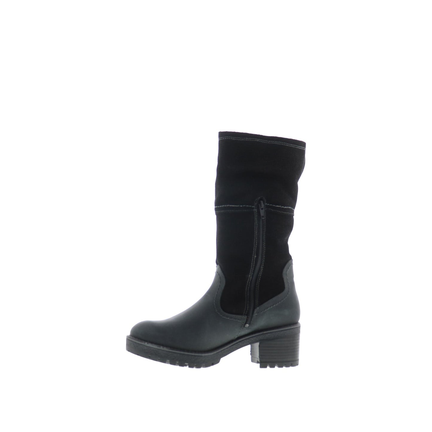 Bos. & Co. Motive Womens Black Suede Zipper Mid Calf Boots
