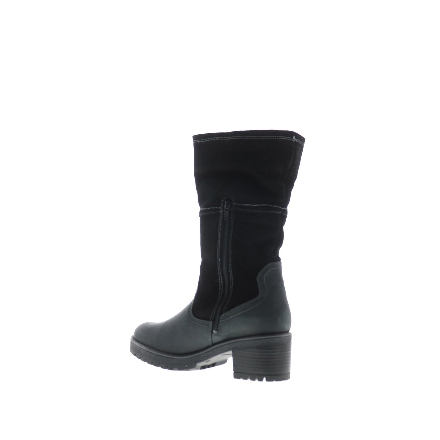 Bos. & Co. Motive Womens Black Suede Zipper Mid Calf Boots