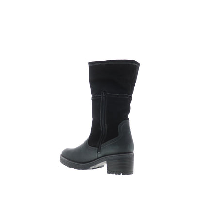 Bos. & Co. Motive Womens Black Suede Zipper Mid Calf Boots