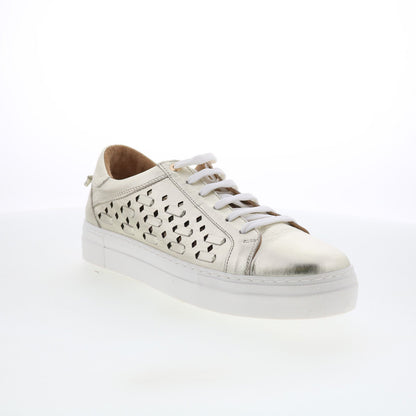 Miz Mooz Murphie Womens Gold Leather Lace Up Lifestyle Sneakers Shoes