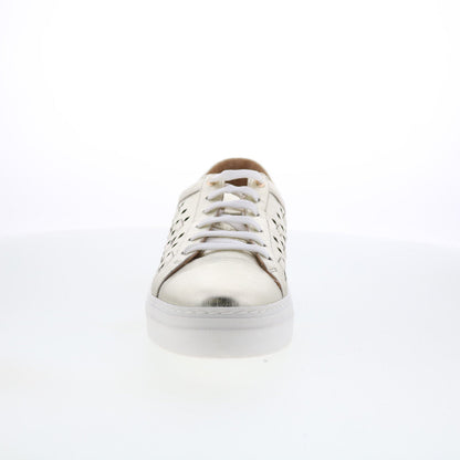 Miz Mooz Murphie Womens Gold Leather Lace Up Lifestyle Sneakers Shoes
