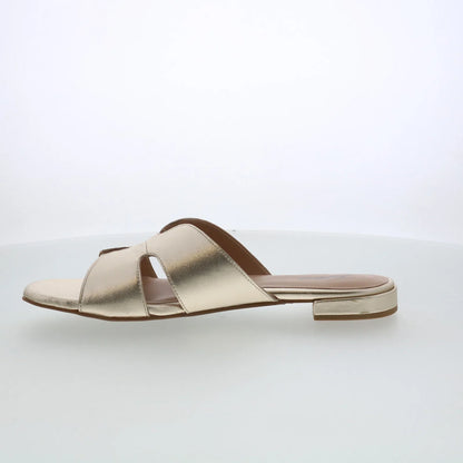 Trotters Nell T2316-709 Womens Beige Leather Slip On Slides Sandals Shoes