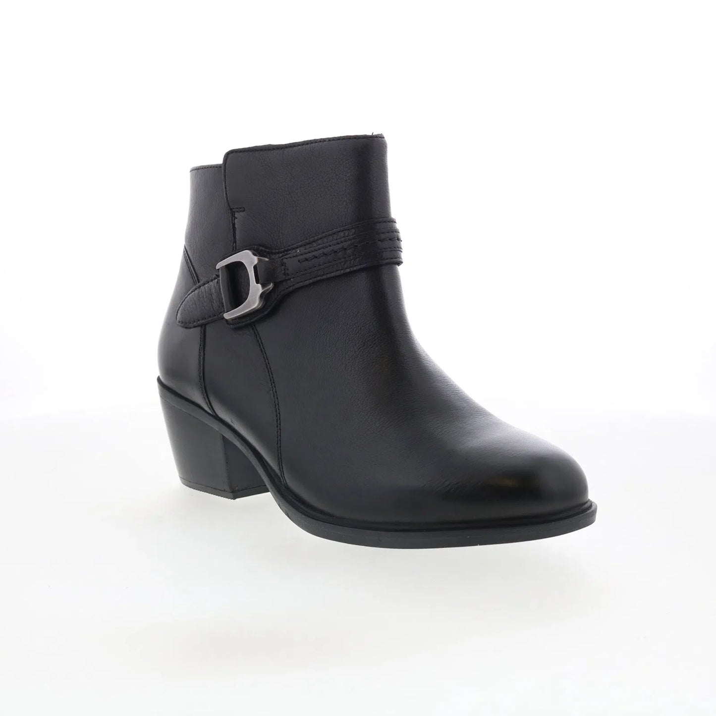 Clarks Neva Buckle 26179799 Womens Black Wide Leather Ankle & Booties Boots