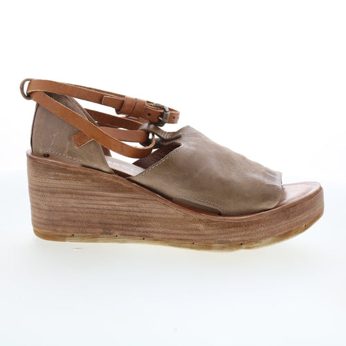 A.S. 98 Nino Womens Brown Leather Hook & Loop Wedges Sandals Shoes