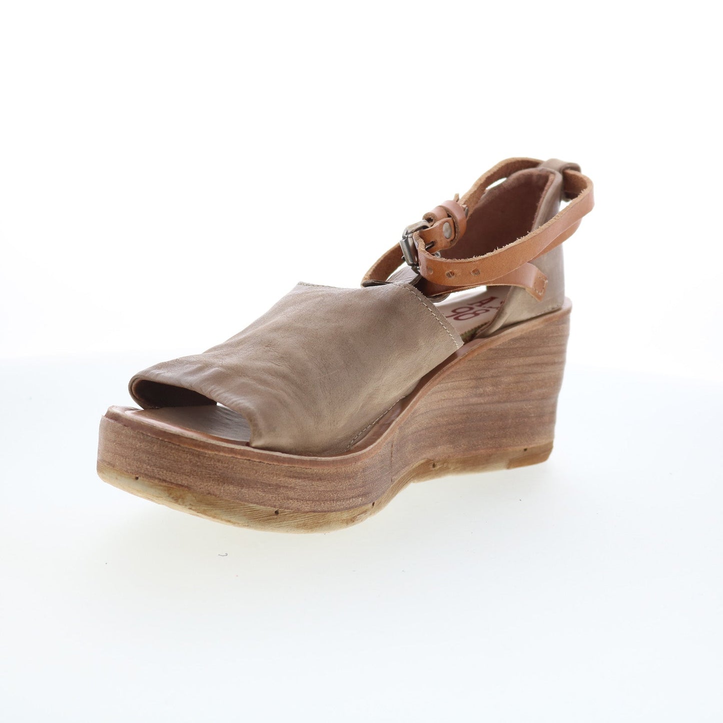 A.S. 98 Nino Womens Brown Leather Hook & Loop Wedges Sandals Shoes