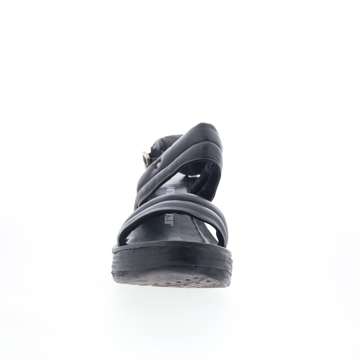 A.S. 98 Norward Womens Black Leather Hook & Loop Wedges Sandals Shoes