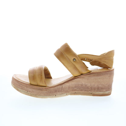 A.S. 98 Norward Womens Brown Leather Hook & Loop Wedges Sandals Shoes