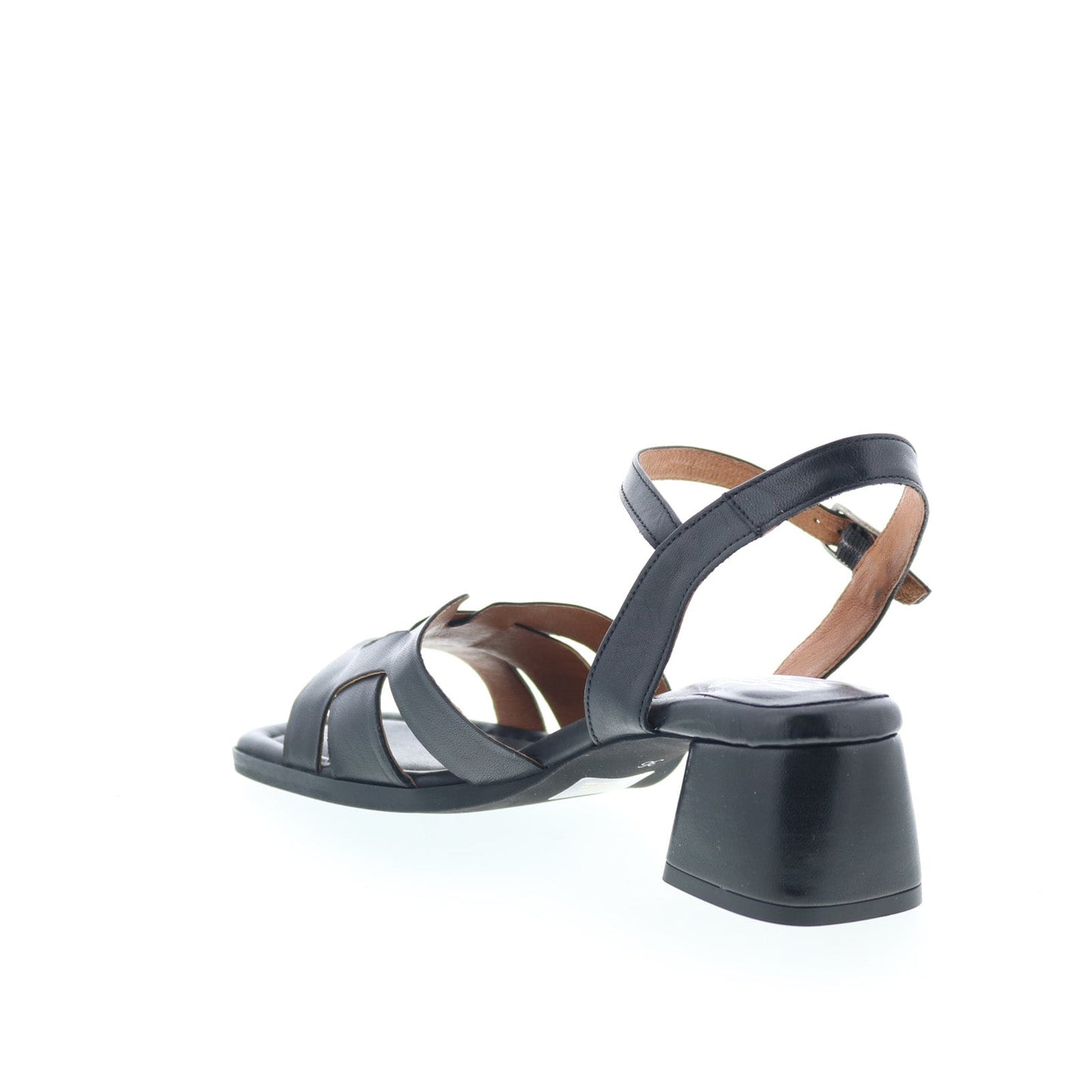 Miz Mooz Oakley Womens Black Leather Hook & Loop Heeled Sandals Shoes