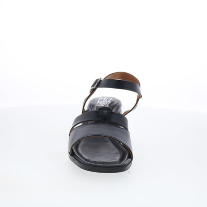Miz Mooz Olyssa Womens Black Leather Hook & Loop Heeled Sandals Shoes