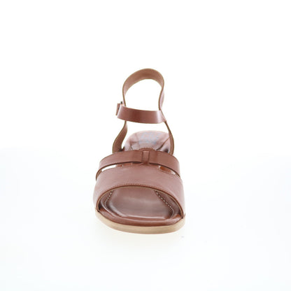 Miz Mooz Olyssa Womens Brown Leather Hook & Loop Heeled Sandals Shoes