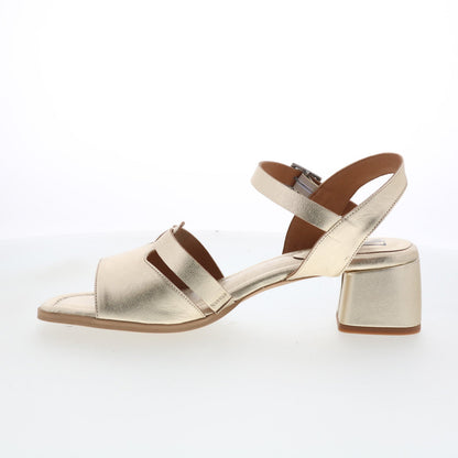 Miz Mooz Olyssa Womens Gold Leather Hook & Loop Heeled Sandals Shoes