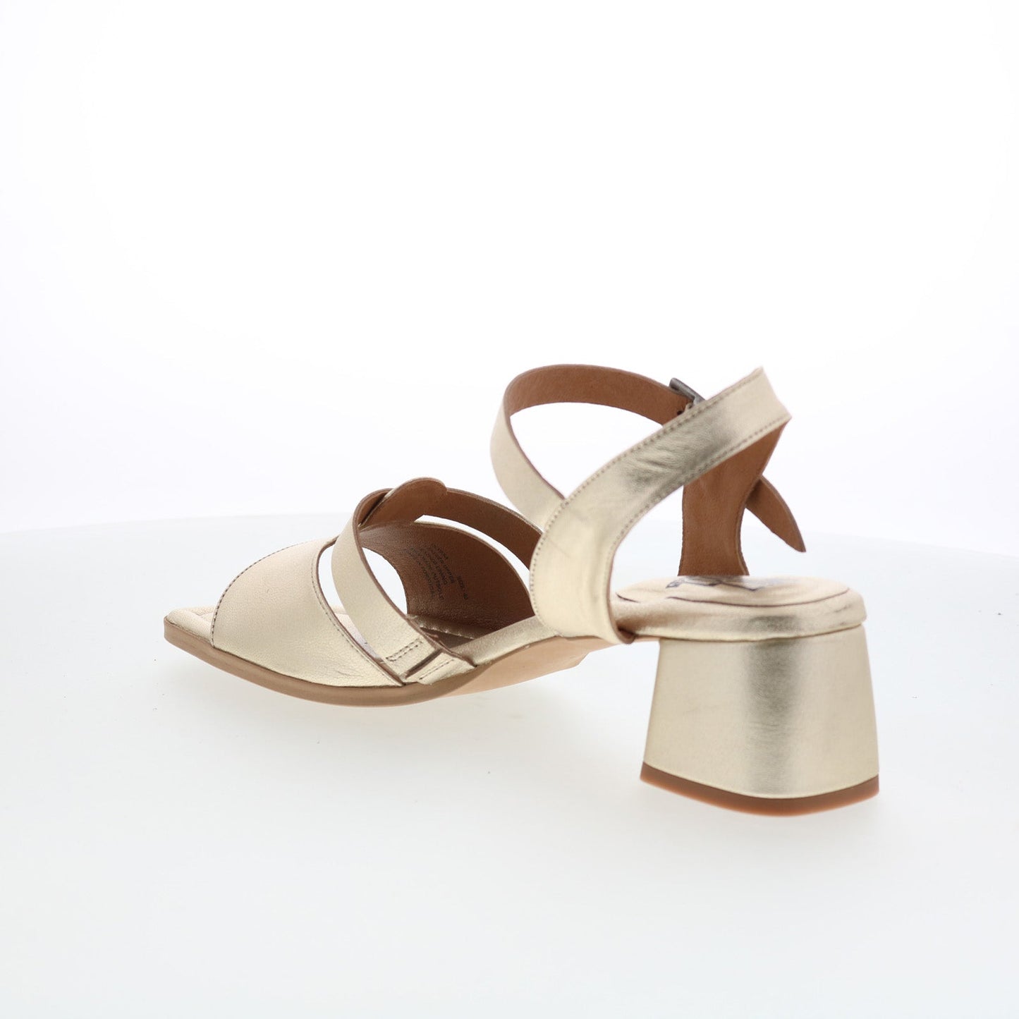 Miz Mooz Olyssa Womens Gold Leather Hook & Loop Heeled Sandals Shoes