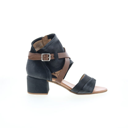 Miz Mooz Brandy P13006-102-0002 Womens Black Leather Heeled Sandals Shoes