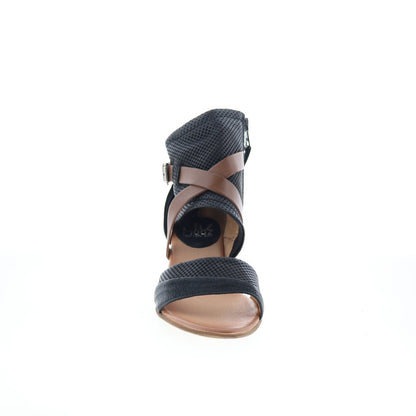 Miz Mooz Brandy P13006-102-0002 Womens Black Leather Heeled Sandals Shoes