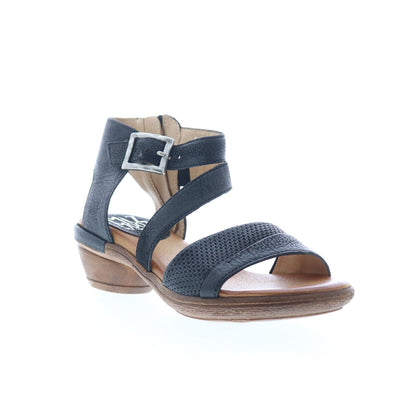 Miz Mooz Coolidge Womens Black Leather Hook & Loop Heeled Sandals Shoes