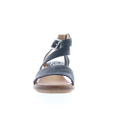 Miz Mooz Coolidge Womens Black Leather Hook & Loop Heeled Sandals Shoes