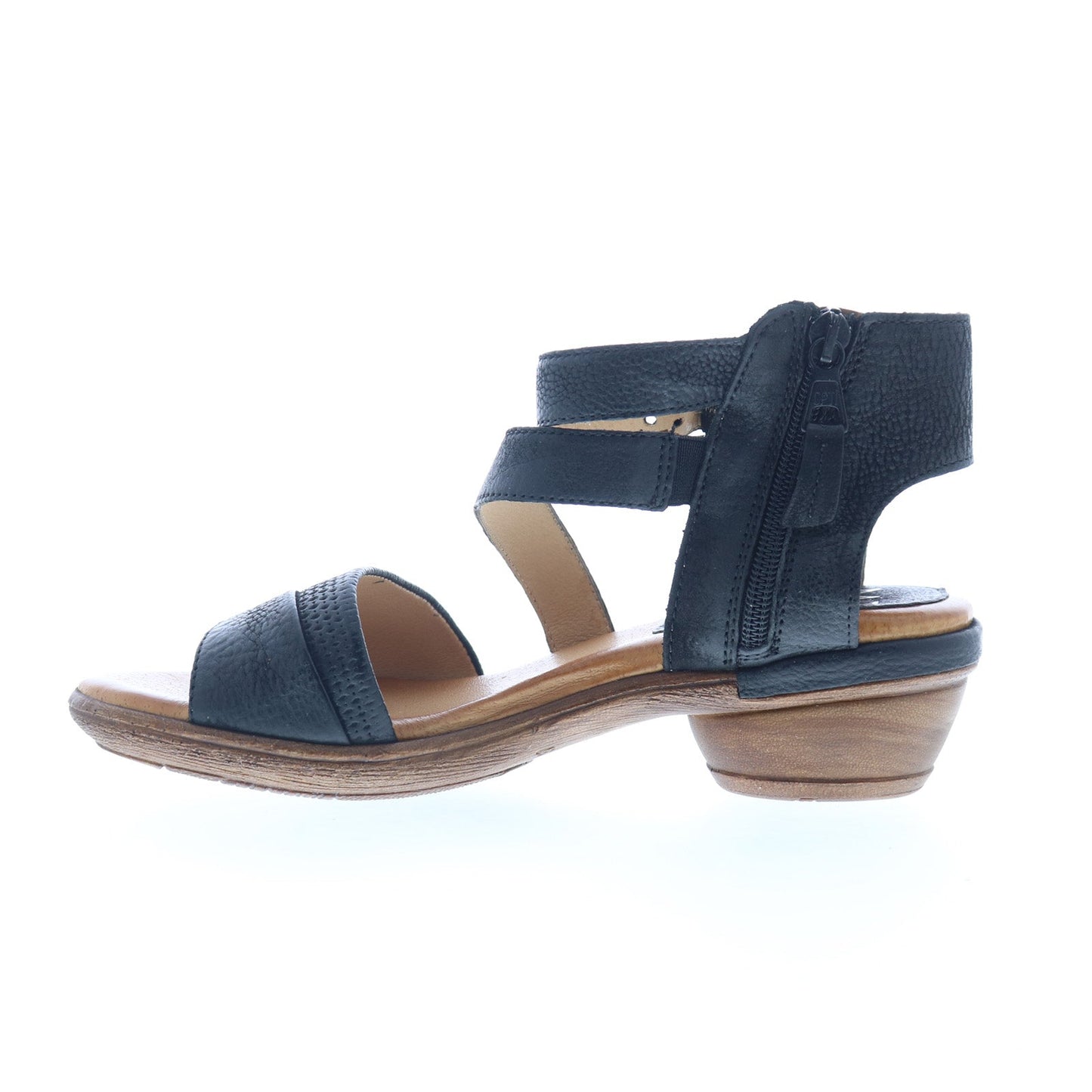 Miz Mooz Coolidge Womens Black Leather Hook & Loop Heeled Sandals Shoes