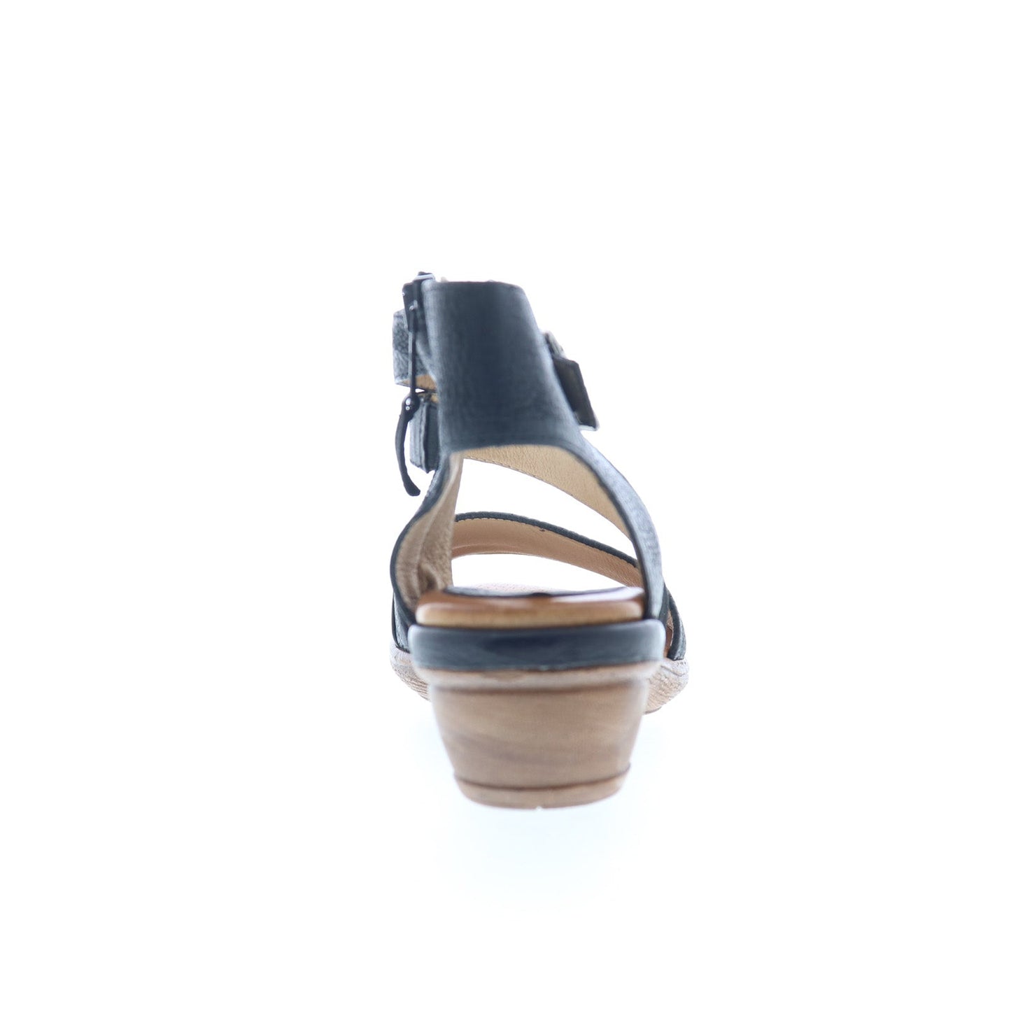 Miz Mooz Coolidge Womens Black Leather Hook & Loop Heeled Sandals Shoes